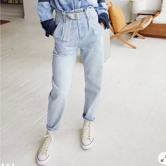 Free People Denim - Free People Sadie Belted Paper Bag Jeans